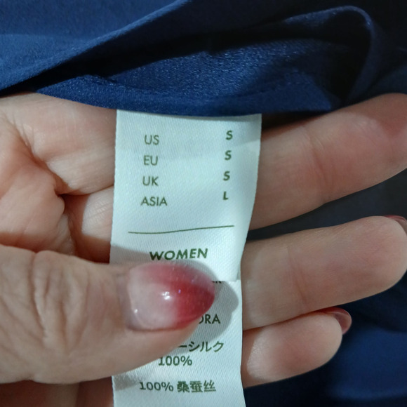 LILYSILK Dress Womens Small Navy Blue Silk Front Tie Wrap Midi Elbow Sleeve NWT - Picture 9 of 16